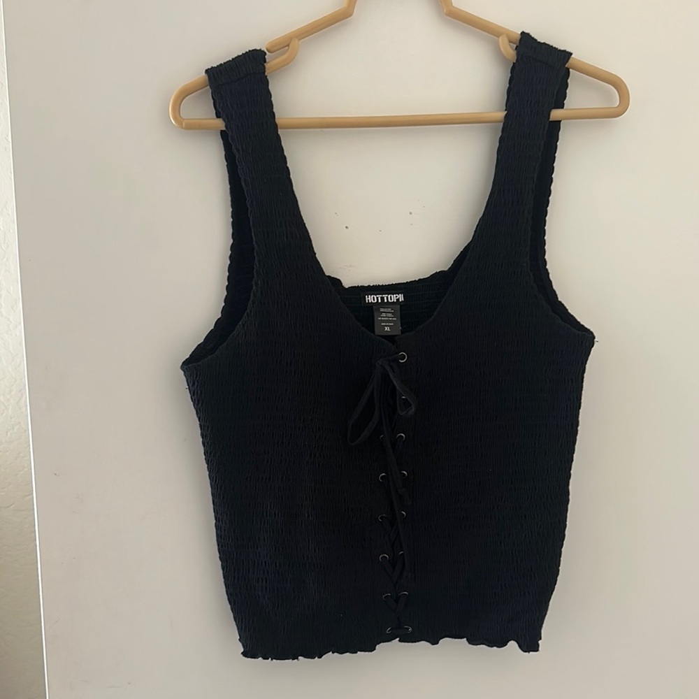 Hot Topic Black Lace-Up Tank